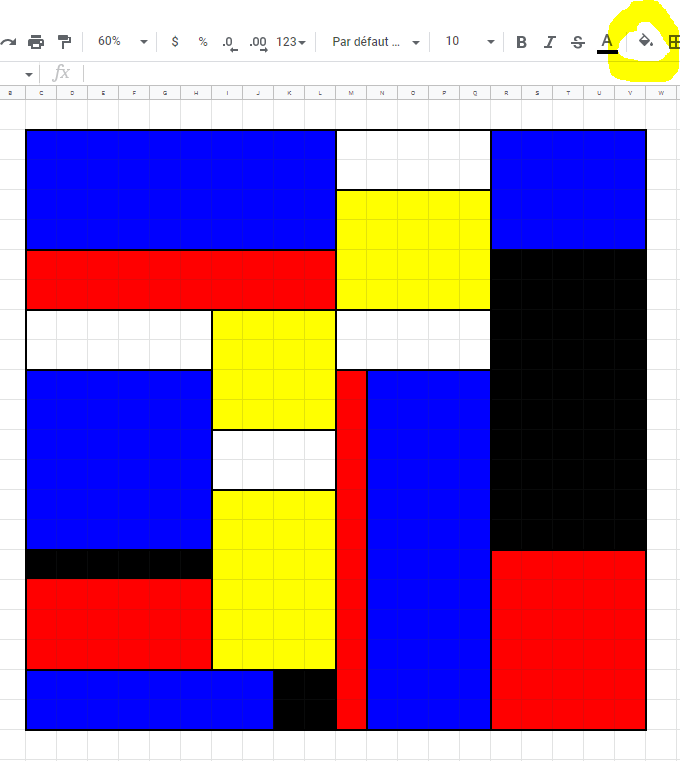 Voici un exemple créé dans une feuille de calcul 