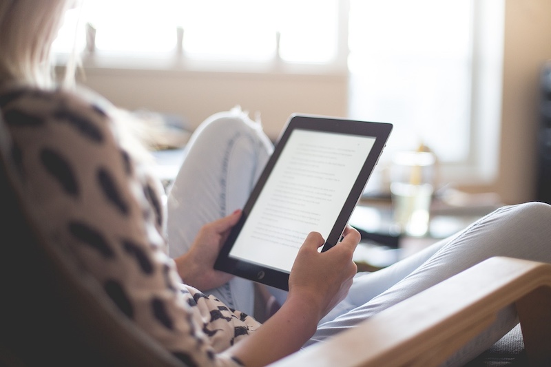 Student looking at a tablet