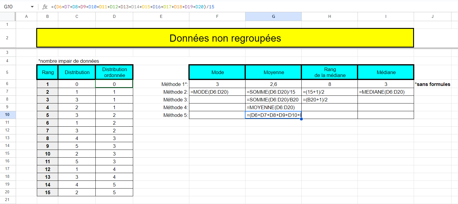 même exemple que le précédent avec formules visibles