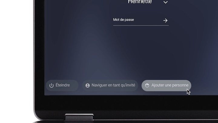 Image présentant la page de connexion d'un Chromebook