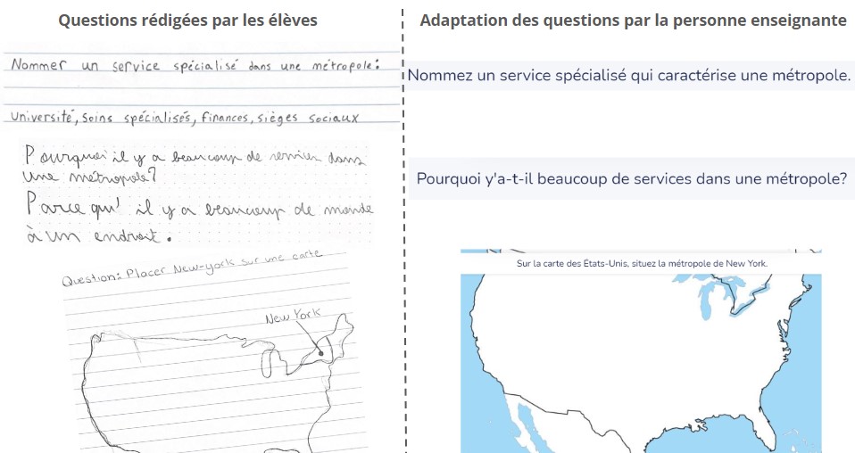 Exemples de questions rédigés par les élèves.