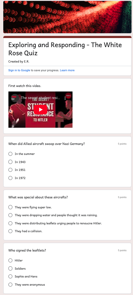 Google Forms Student Exemplar