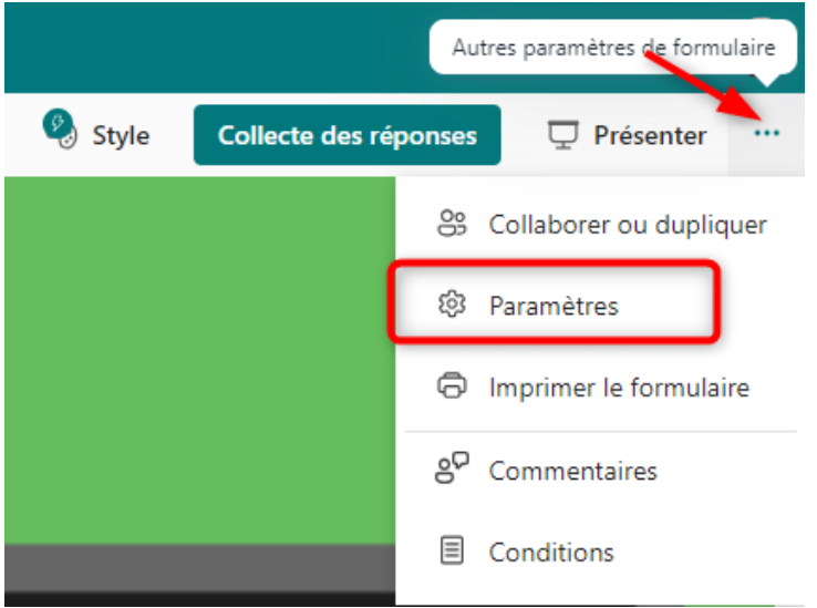 Cliquer sur les trois petits points pour accéder aux paramètres