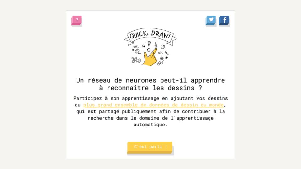 Capture d'écran du site Quick, Draw!