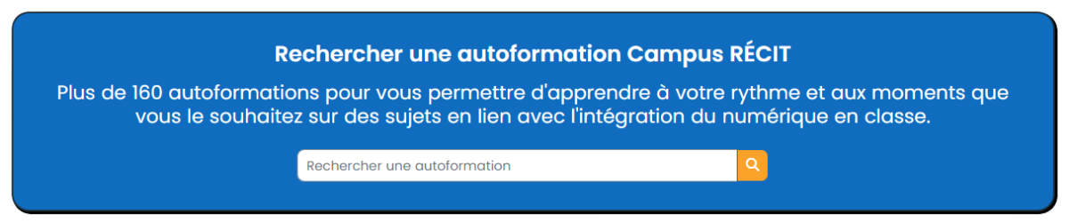 Capture d'écran montrant une façon alternative de rechercher une autoformation.