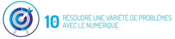 La compétence 10 se lit comme suit : RÉSOUDRE UNE VARIÉTÉ DE PROBLÈMES AVEC LE NUMÉRIQUE.