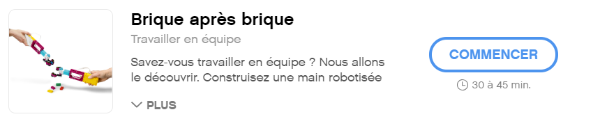 Le bouton commencer est à droite du titre.