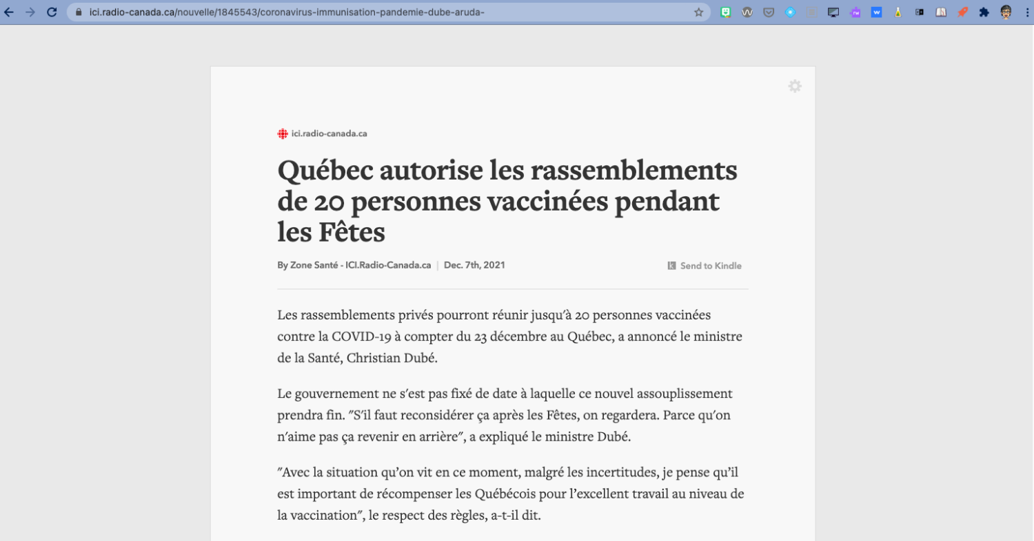 Exemple de la même page de journal avec Mercury Reader