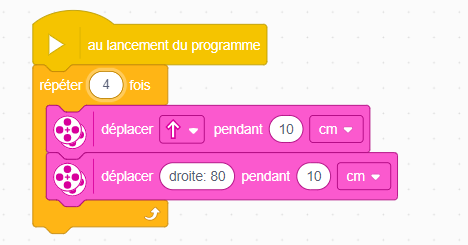 Programme avec des blocs de texte