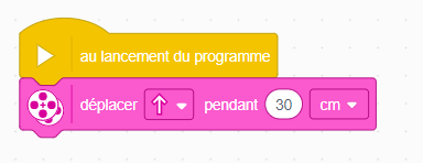 Bloc jaune départ et bloc rose déplacer vers l'avant  pendant 30 cm